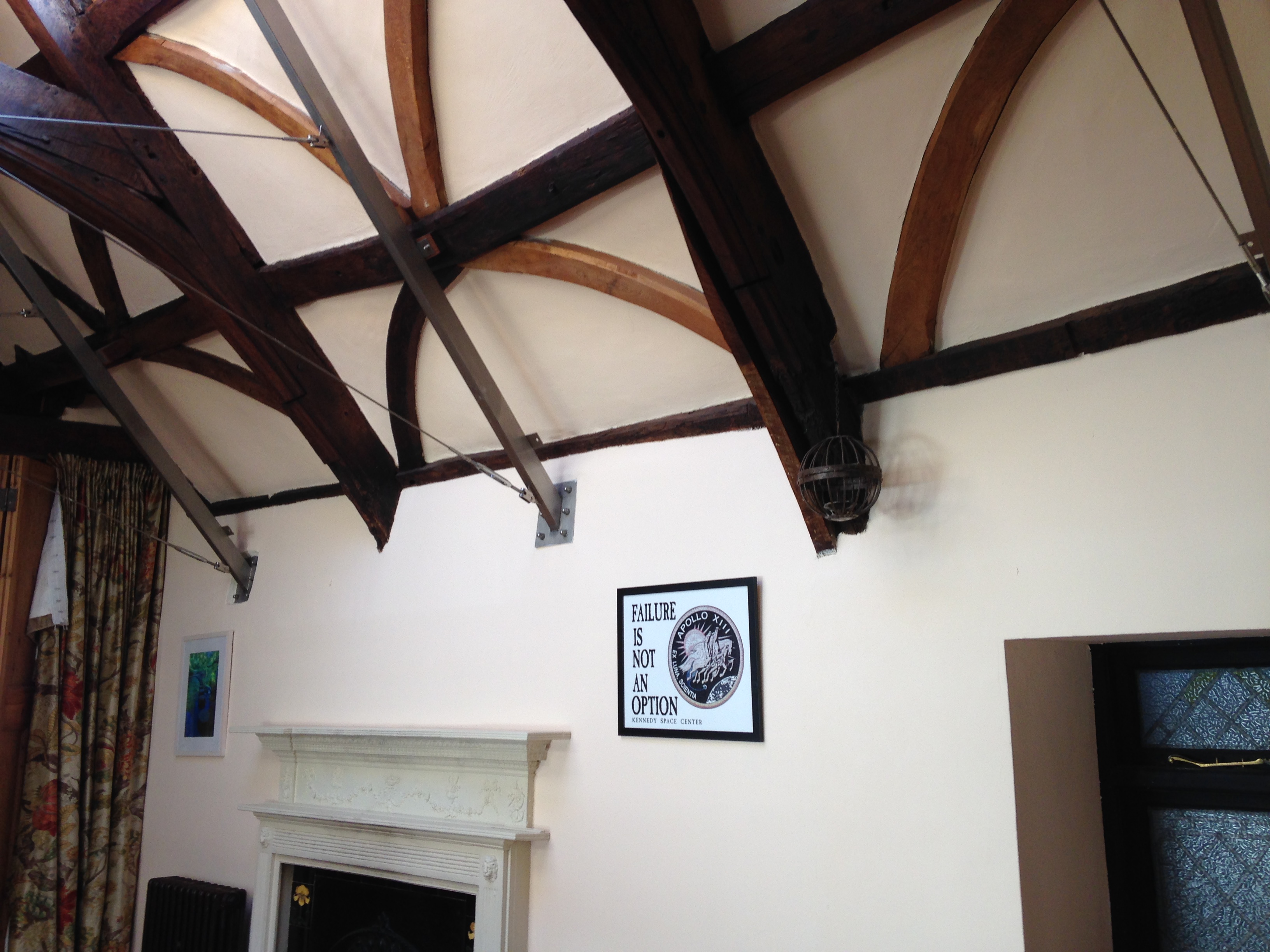 painted ceiling panels in listed building.